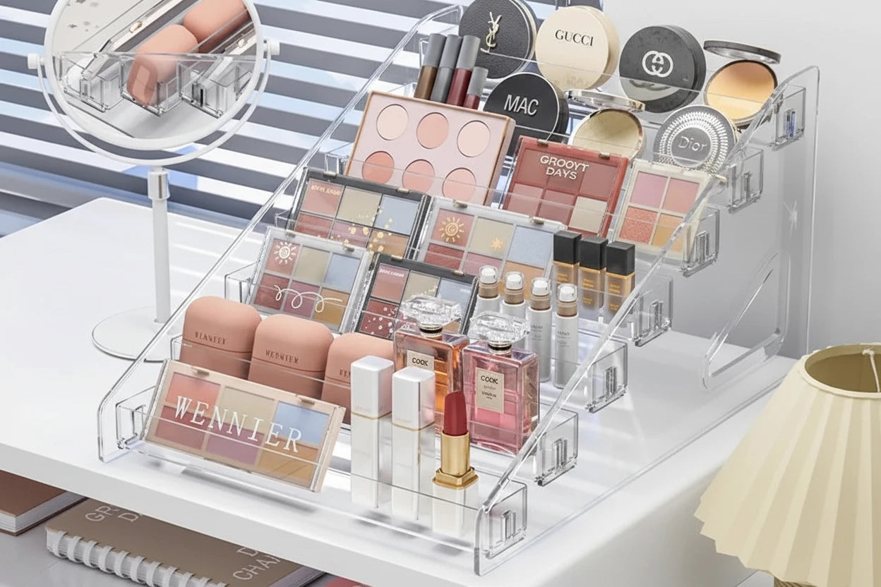 Organisateur de maquillage transparent
