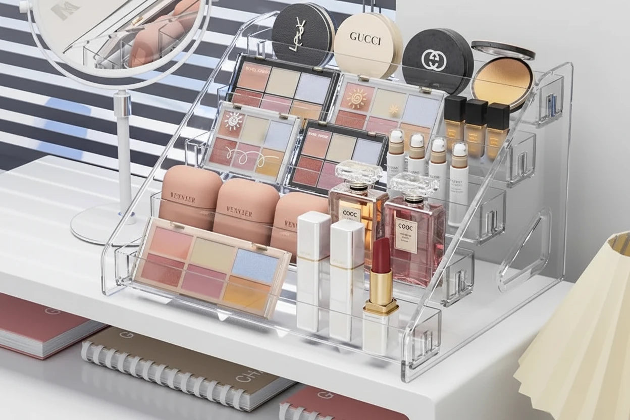 Organisateur de maquillage transparent