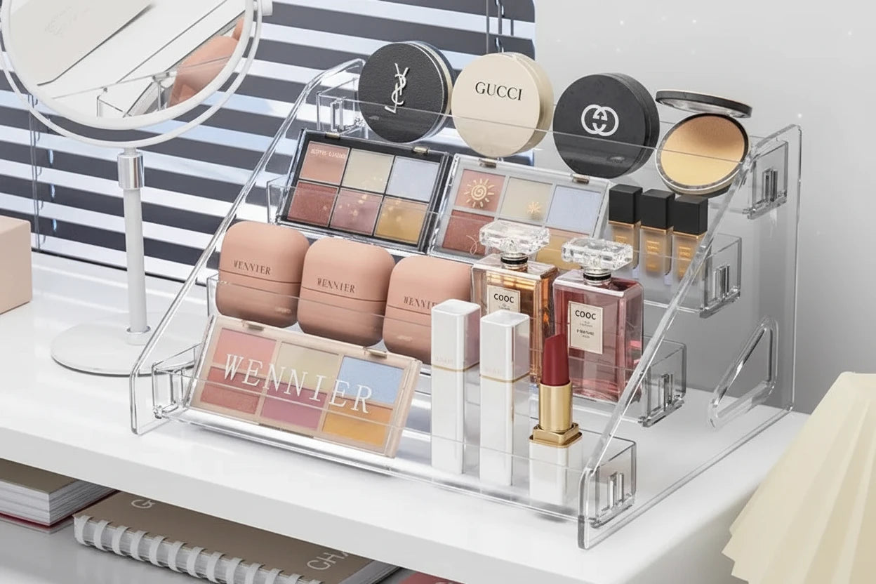 Organisateur de maquillage transparent